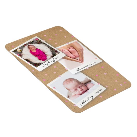 フォトコラージュ・ベビー・ガール・誕生統計発表 マグネット (右側)