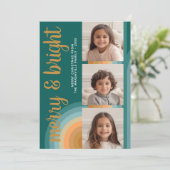 フォトコラージュ – メリーおよび明るい曲線のラインアート シーズンカード (スタンド正面)