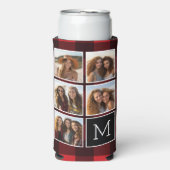 フォトコラージュ – モノグラムレッドブラックバッファロープレイド スリム缶クーラー (Seltzer正面)