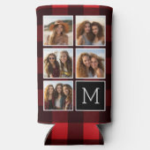 フォトコラージュ – モノグラムレッドブラックバッファロープレイド スリム缶クーラー (裏面)