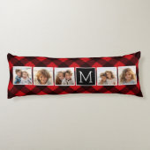 フォトコラージュ – モノグラムレッドブラックバッファロープレイド ボディピロー (裏面)