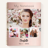 フォトコラージュ ローズゴールド ノートブック (正面)