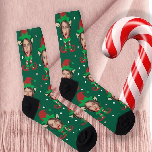 フォトコラージュ 変顔 クリスマスエルフ ソックス