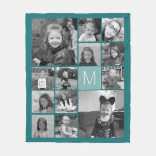 フォトコラージュ – 最大13写真がカラーを編集できる フリースブランケット