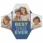 フォトコラージュ – 最高のパパEver – 青お洒落色 サッカーボール (フラット)