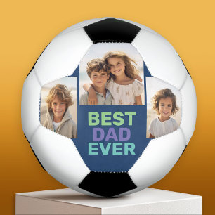 フォトコラージュ – 最高のパパEver – 青お洒落色 サッカーボール