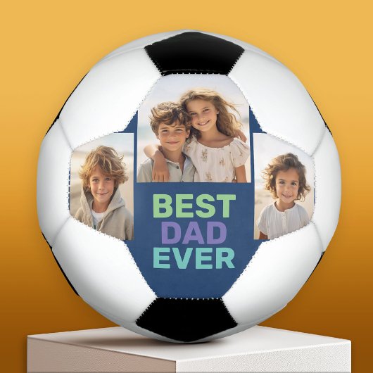 フォトコラージュ – 最高のパパEver – 青お洒落色 サッカーボール