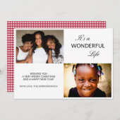 フォトコラージュ、素晴らしい人生のクリスマス シーズンカード (正面/裏面)