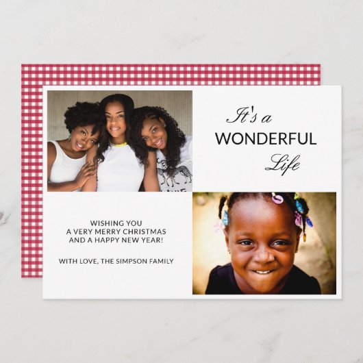 フォトコラージュ、素晴らしい人生のクリスマス シーズンカード (正面/裏面)