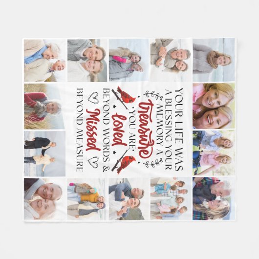 フォトコラージュ（鳥）ショウジョウコウカンチョウメモリアル引用文 フリースブランケット (正面(横))