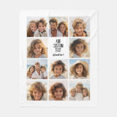 フォトコラージュ – 11写真と文字ブロック2行 フリースブランケット (正面)