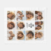 フォトコラージュ – 11写真と文字ブロック2行 フリースブランケット (正面(横))