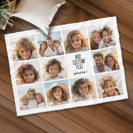 フォトコラージュ – 11写真と文字ブロック2行 フリースブランケット