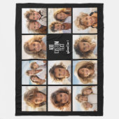 フォトコラージュ – 11写真と文字ブロック2行 フリースブランケット (正面)