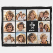 フォトコラージュ – 11写真と文字ブロック2行 フリースブランケット (正面(横))