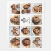 フォトコラージュ – 11写真と文字ブロック2行 フリースブランケット (正面)