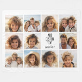 フォトコラージュ – 11写真と文字ブロック2行 フリースブランケット (正面(横))