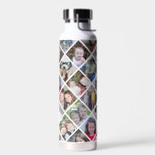 フォトコラージュ – 12枚の写真ダイヤモンドオーバーパターン ウォーターボトル (左面)
