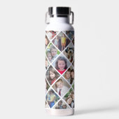 フォトコラージュ – 12枚の写真ダイヤモンドオーバーパターン ウォーターボトル (正面)