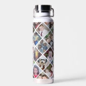 フォトコラージュ – 12枚の写真ダイヤモンドオーバーパターン ウォーターボトル (背面)