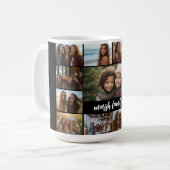 フォトコラージュ – 13写真文字ブロック白黒 コーヒーマグカップ (正面左)