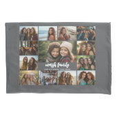 フォトコラージュ – 13写真2文字ブロック灰色ホワイト 枕カバー (正面)