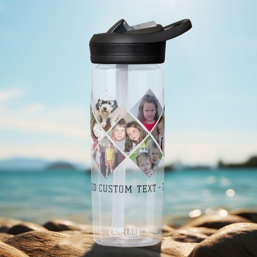 フォトコラージュ – 13枚の写真ダイヤモンドオーバーパターン ウォーターボトル