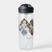 フォトコラージュ – 13枚の写真ダイヤモンドオーバーパターン ウォーターボトル (正面)