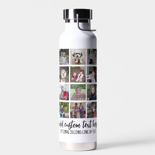 フォトコラージュ – 28枚の写真をパターングリッド全体に表示 ウォーターボトル (左面)