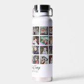 フォトコラージュ – 28枚の写真をパターングリッド全体に表示 ウォーターボトル (背面)