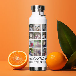 フォトコラージュ – 28枚の写真をパターングリッド全体に表示 ウォーターボトル