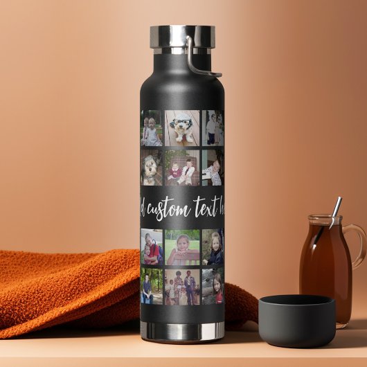 フォトコラージュ – 28枚の写真をパターングリッド全体に表示 ウォーターボトル