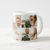フォトコラージュ – 4枚の写真カスタム文字白黒 ジャンボコーヒーマグカップ (正面右)