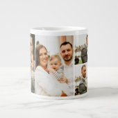 フォトコラージュ – 4枚の写真カスタム文字白黒 ジャンボコーヒーマグカップ (正面)
