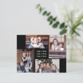 フォトコラージュ – 4枚の写真基本白黒文字 ポストカード (スタンド正面)