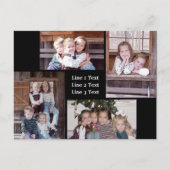 フォトコラージュ – 4枚の写真基本白黒文字 ポストカード (正面)