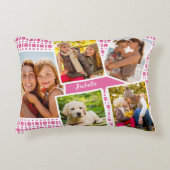 フォトコラージュ、5写真ピンクと白 アクセントクッション (正面)