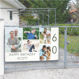 フォトコラージュ 5枚 60歳の誕生日バナー 横断幕