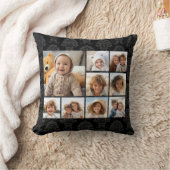 フォトコラージュ – 9枚の写真（黒） クッション (ブランケット)