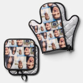 フォトコラージュAに顔を置く 鍋つかみ&鍋敷きセット (正面/裏面)