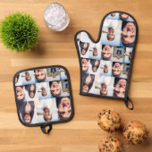 フォトコラージュAに顔を置く 鍋つかみ&鍋敷きセット (トップダウン)