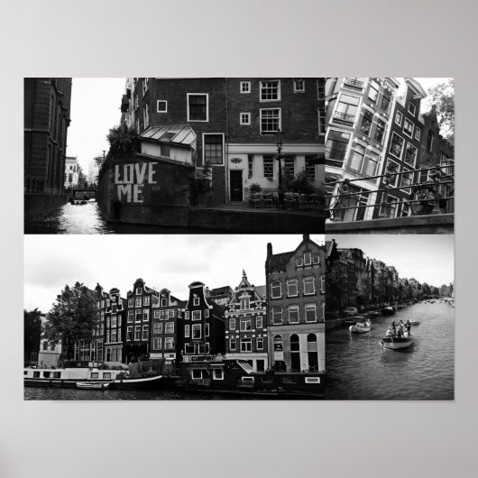 フォトコラージュAmsterdam 3 (白黒) ポスター (正面)