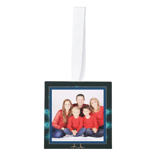 フォトコラージュCUBEクリスマスオーナメントピーコック2 キューブオーナメント (正面)