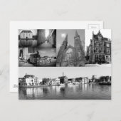 フォトコラージュDelft 4 (白黒) ポストカード (正面/裏面)