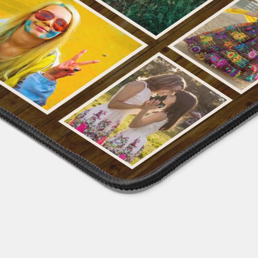 フォトコラージュDk素朴ウッドパーソナライズされた25 Pic デスクマット (コーナー)