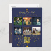 フォトコラージュHanukkahはがきスパークモダンラー シーズンポストカード (正面/裏面)