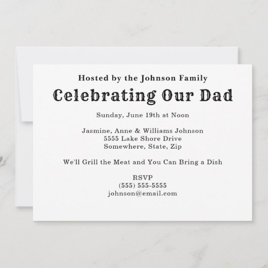 フォトコラージュHappy Faters Dayクックアウトパーティー 招待状 (裏面)