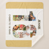 フォトコラージュinナンバー18ニュートラル18誕生日 シェルパブランケット (正面)