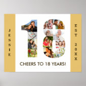 フォトコラージュinナンバー18ニュートラル18誕生日 ポスター (正面)