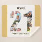 フォトコラージュinナンバー21ニュートラル21歳の誕生日 シェルパブランケット (正面(横))